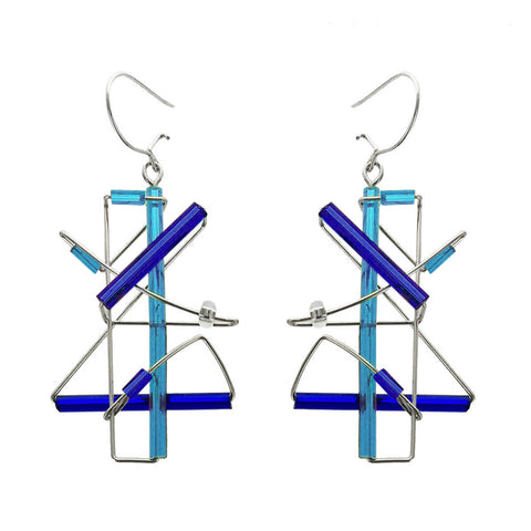 Barbie Levy Abstract Blue Dancer Earrings