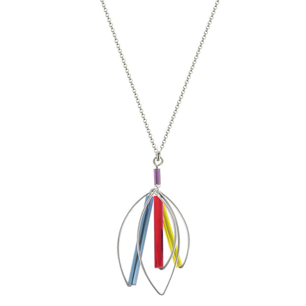 Barbie Levy Abstract Colorful Leaf Necklace