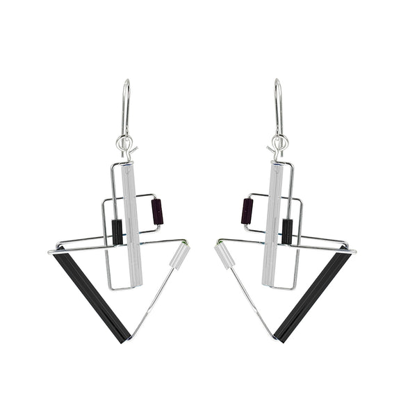 Barbie Levy Triangle Drop Black White Earrings