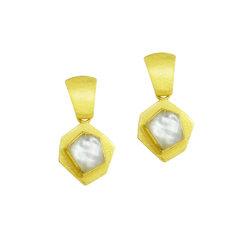 Betty Carre Mother Of Pearl Hexagon Post Earrings