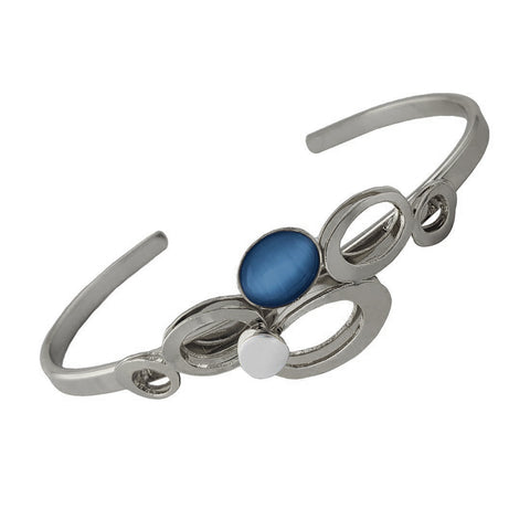 Christophe Poly Dark Silver Blue Ovals Slender Cuff