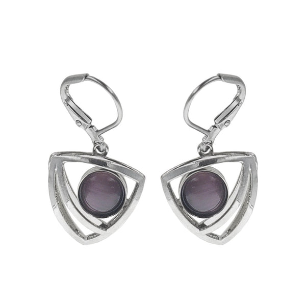 Christophe Poly Gentle Geometry Soft Edge Triangle With Purple Lever Back Earrings