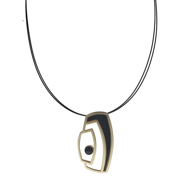 Christophe Poly Gilded Vibrant Rectangles With Black Necklace