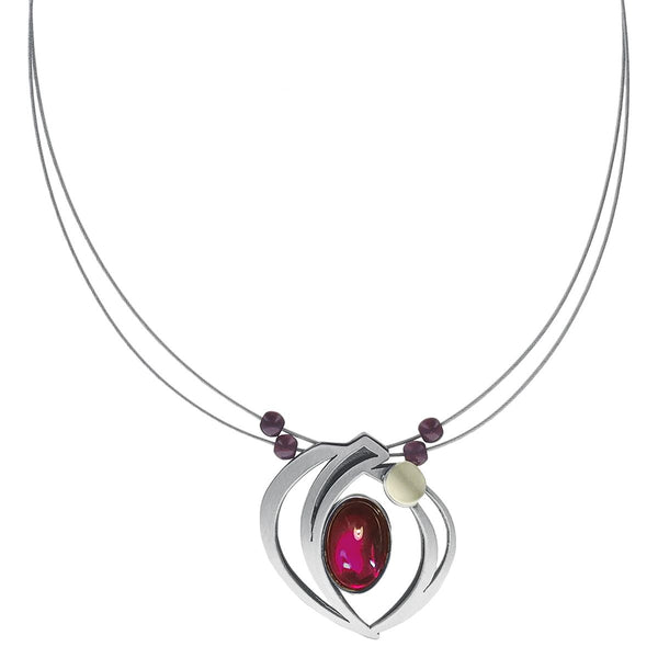 Christophe Poly Nature’s Embrace Oval Marquise Red Cabochon Necklace