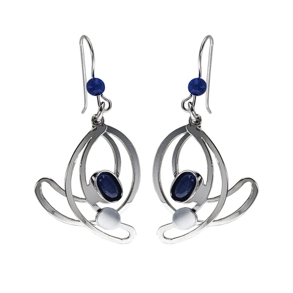 Christophe Poly Silver Blue Swirl Earrings