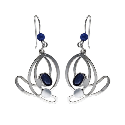 Christophe Poly Silver Blue Swirl Earrings