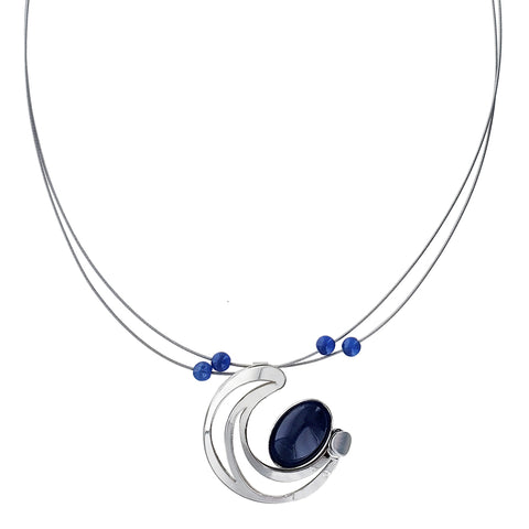 Christophe Poly Silver Blue Swirl Necklace