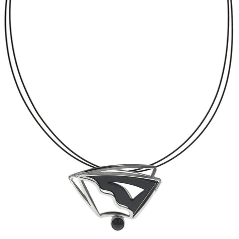 Christophe Poly Silver Dimensional Path With Black Necklace