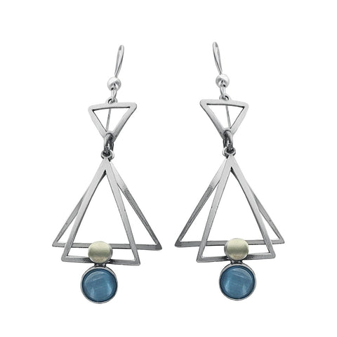 Christophe Poly Silver Flow Trio Of Triangles Earrings