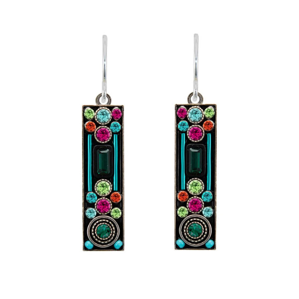 Firefly Designs Colorful Architectural Rectangular Emerald Earrings