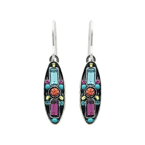 Firefly Designs Colorful Baguette Petite Oval Earrings