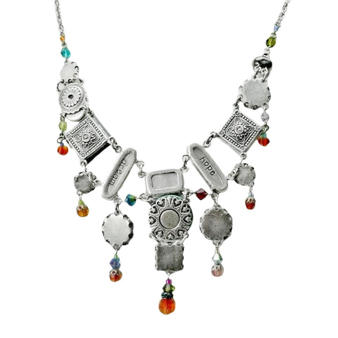 Firefly Elaborate Colorful  Mosaic Crystal Necklace Backside