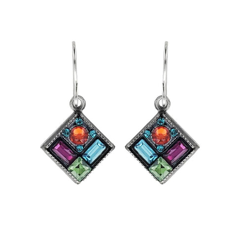 Firefly Mosaic Colorful Petite Baugette Diamond Earrings