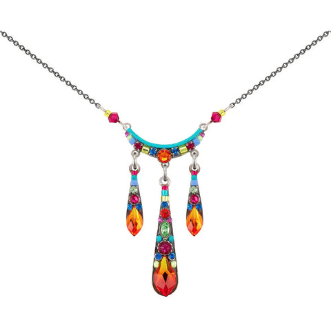 Firefly Mosaic Gazelle Triple Drop Necklace