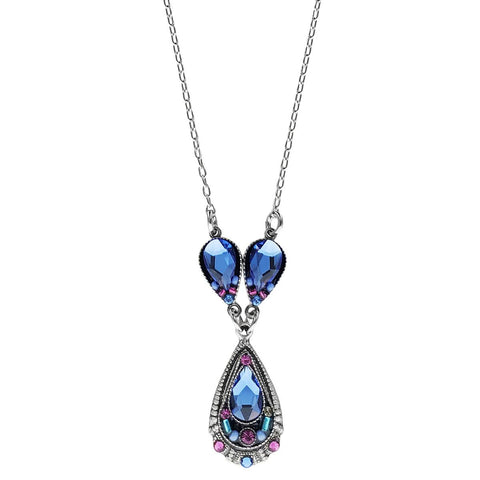 Firefly Mosaic Rich Sapphire Teardrop Necklace