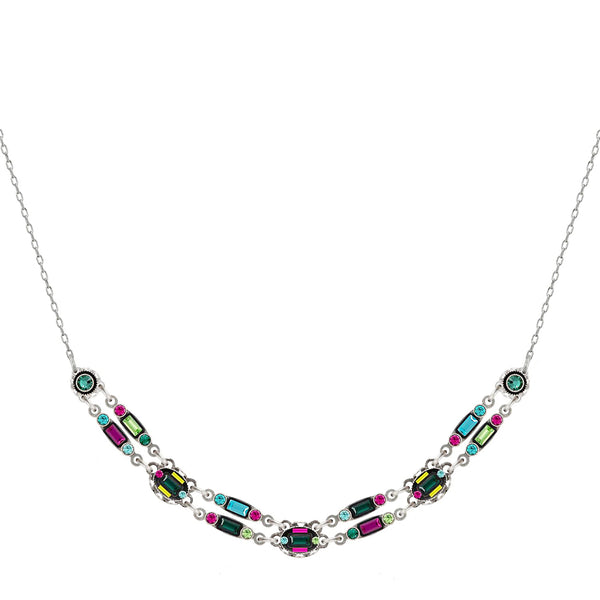 Firefly Mosaics Colorful Crystals Double Path Necklace