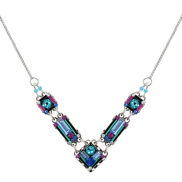 Firefly Mosaics Dazzling Blues Petite Architectural Necklace