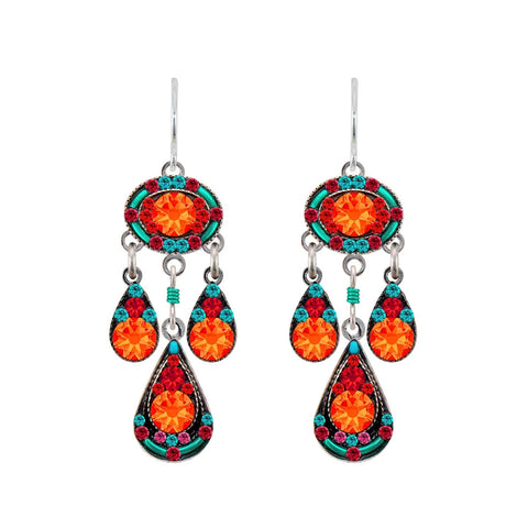 Firefly Mosaics Elaborate Richly Colored Drop Earrings