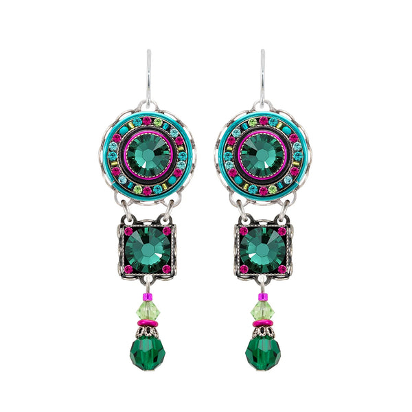 Firefly Mosaics La Dolce Vita Emerald Crystal Drop Earrings