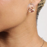 Garnet Triple Hoops Post Earrings On