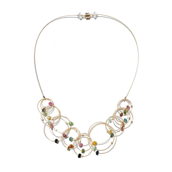 Golden Orbiting Circles Tourmaline Necklace