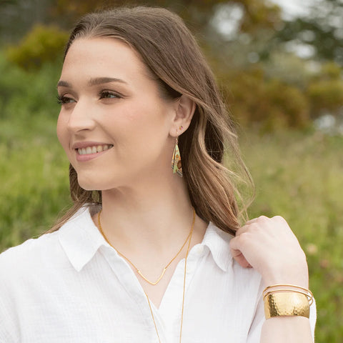 Holly Yashi Amber Gold Layered Blosom Earrings On