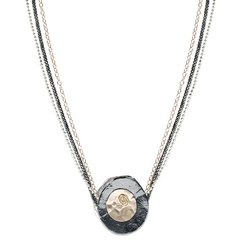 Israeli Dganit Hen Reversable Sculptural Sliding Disc Necklace