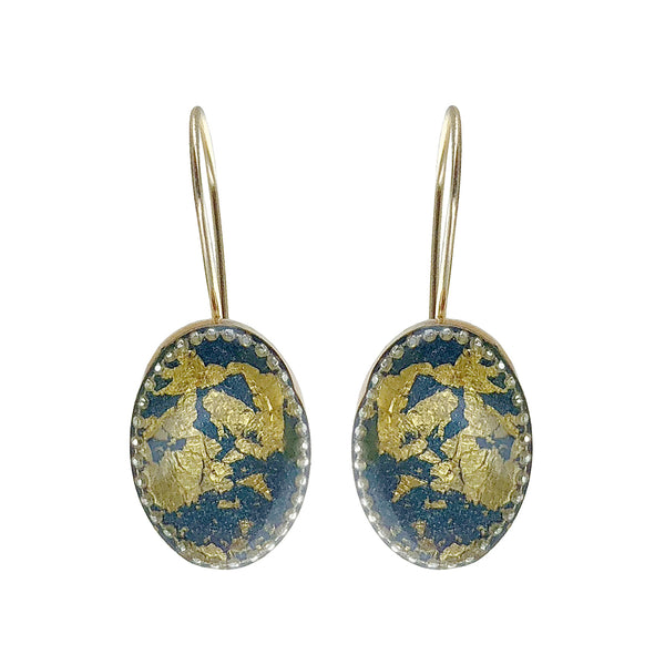 Israeli Aegean Blue Gold Dust Earrings