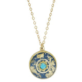 Israeli Aegean Blue Gold Star Dust Pendent Necklace Close Up