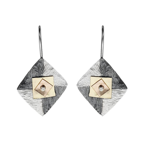 Israeli Dganit Hen Diamond Shaded Layers Earrings