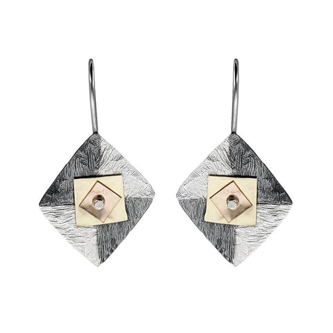 Israeli Dganit Hen Diamond Shaded Layers Earrings