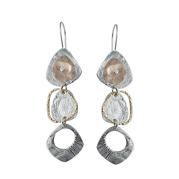 Israeli Dganit Hen Dynamic Triple Drop Earrings