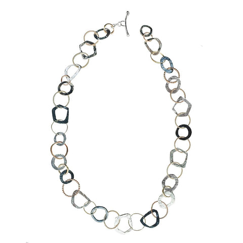 Israeli Dganit Hen Linked Sterling Gold Hoop Necklace Collection Full View