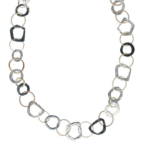 Israeli Dganit Hen Linked Sterling Gold Hoop Necklace Collection