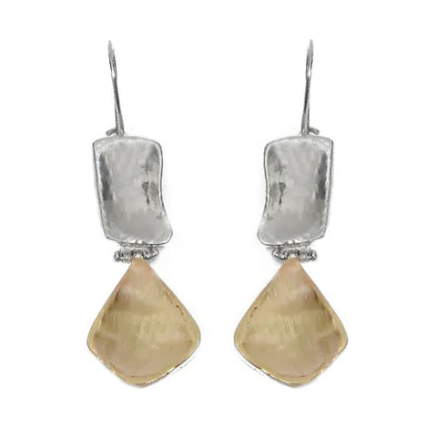 Israeli Elegantly Hinged Silver Gold Earrings