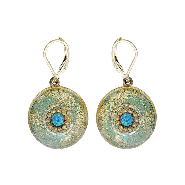 Israeli Mint Green Gold Dust Opal Earrings