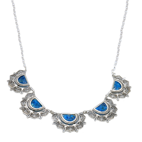 Israeli Roman Glass Stunning Filigree Collar Necklace