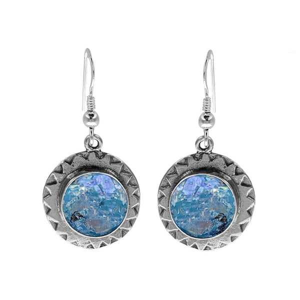 Israeli Roman Glass Sun Burst Earrings