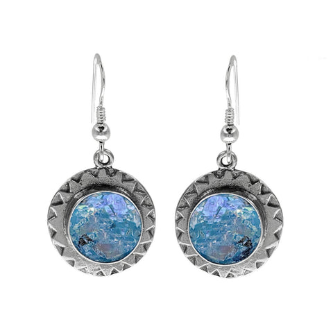 Israeli Roman Glass Sun Burst Earrings