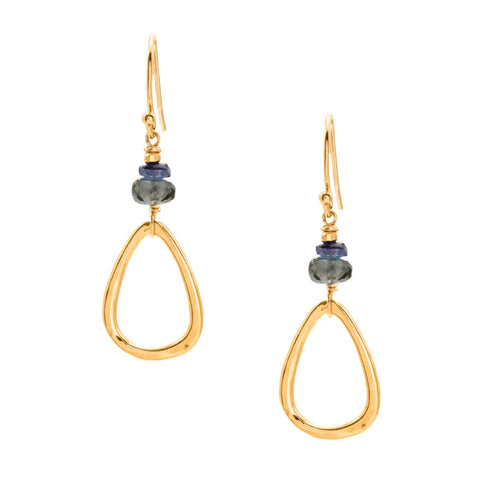 J & I Dreamy Golden Blue Teardrop Celebration Earrings