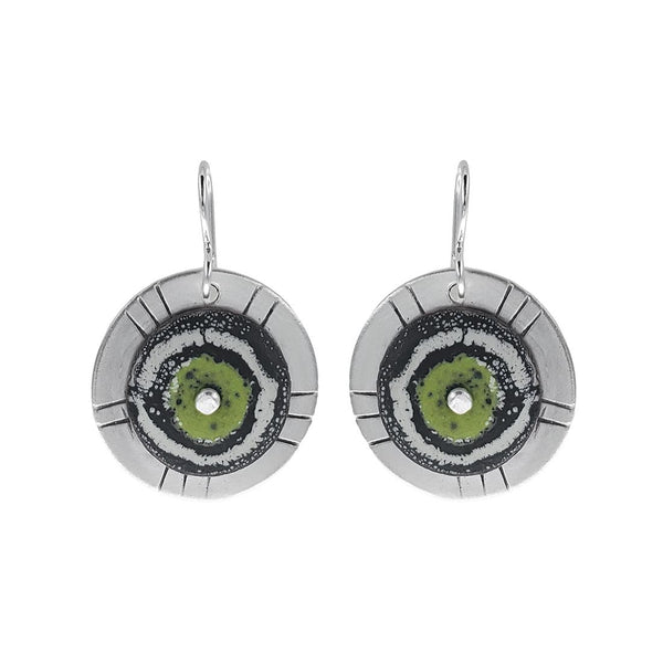 Lime Splash Enamel Sterling Silver Earrings