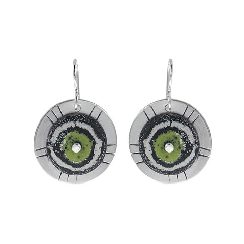 Lime Splash Enamel Sterling Silver Earrings