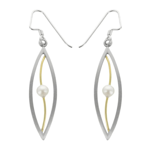 Mar Marquise Mixed Metal Pearl Earrings