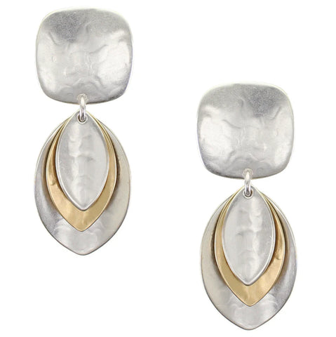 Marjorie Baer Cascading Layered Leaves Clip Earrings