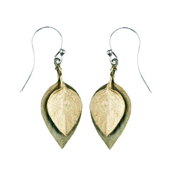 Michael Michaud Layered Sweet Basil Leaf Earrings 