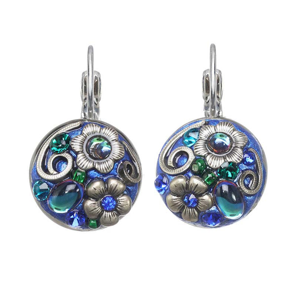 Michal Golan Cerulean Blue Round Flower Earrings