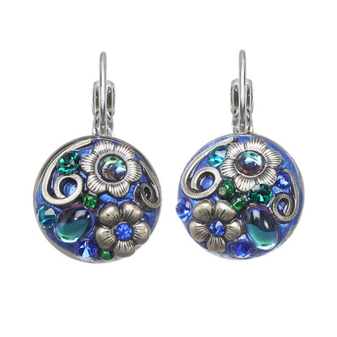 Michal Golan Cerulean Blue Round Flower Earrings