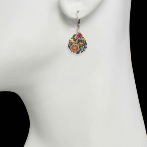 Michal Golan Midnight Garden Floral Teardrop Earrings On