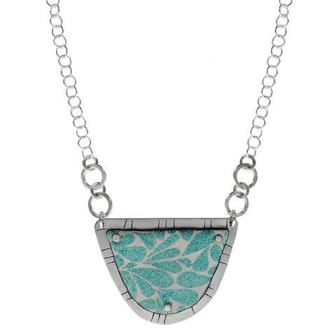 Natures Beauty Aqua Leaf Sterling Silver Pendant Necklace