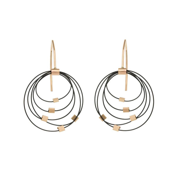 Orbiting Black Hoops Earrings